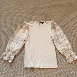 J. Crew Cream Ruffled Embellished Skirt